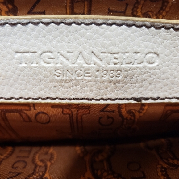 Tignanello Hand Bag, Purse, White Pebble Leather, 8" x 14" - Picture 6 of 13